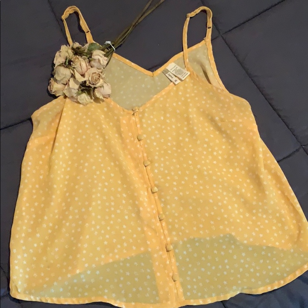 Yellow spaghetti strap blouse